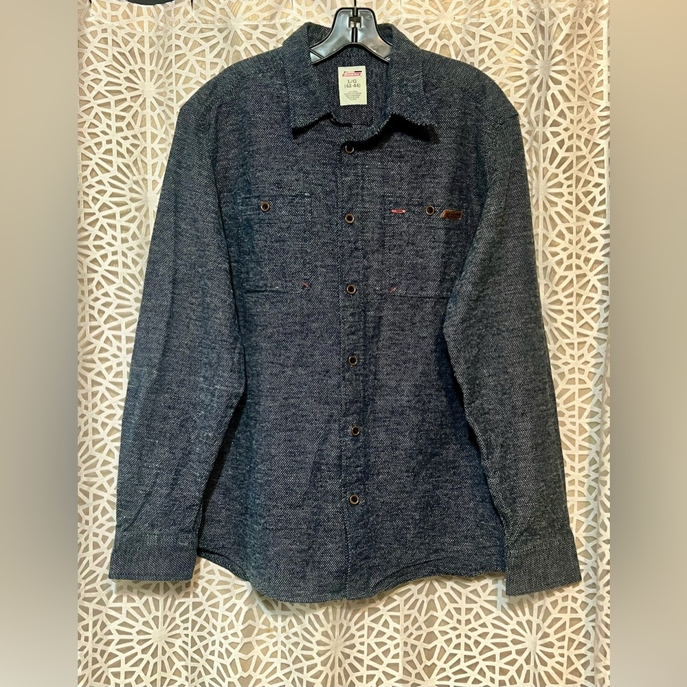 Genuine Dickies Men’s 100% Cotton Button Down Shirt Large  Blue Long Sleeve